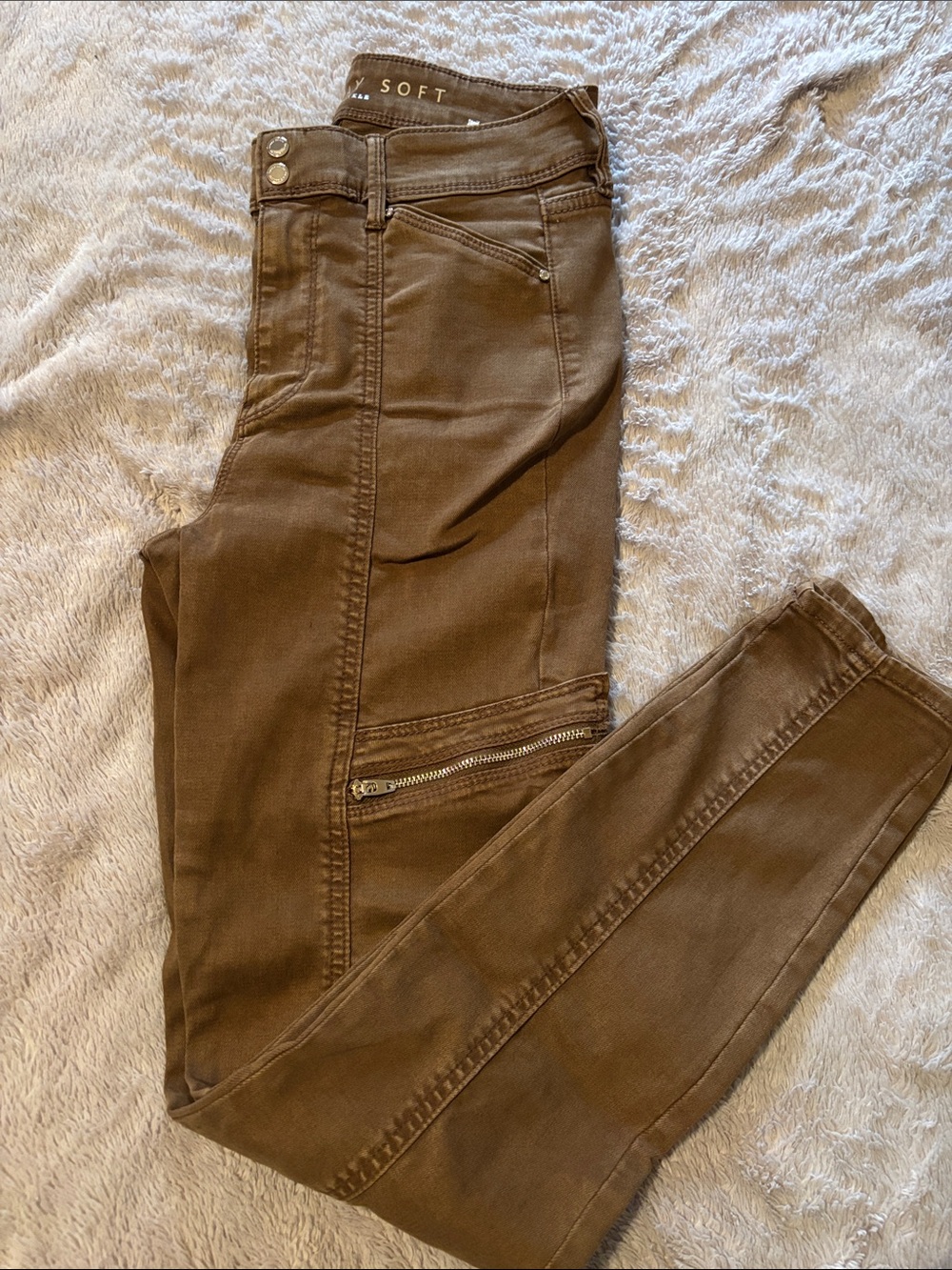 White House Black Market Women's Skinny Jeans - Chocolate Brown with Zip Detail